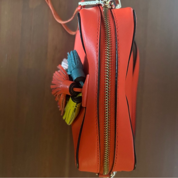 Rebecca Minkoff Mini Sophia Crossbody Leather Purse Orange, Multicolor Tassels - Picture 8 of 11